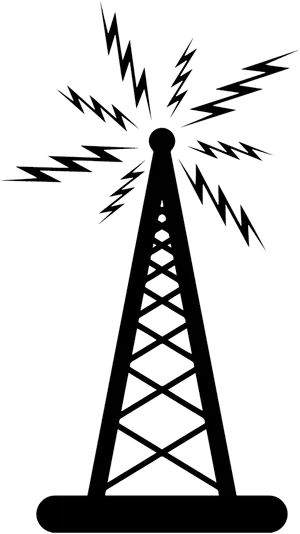 Broadcast Tower Emitting Signals PNG Image