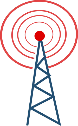 Broadcast Tower Signal Waves PNG Image