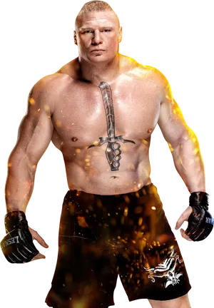 Brock Lesnar Fighter Stance PNG Image