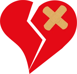 Broken Heart With Bandaid PNG Image