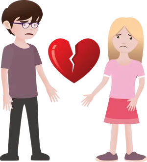 Broken Hearted Couple Cartoon PNG Image