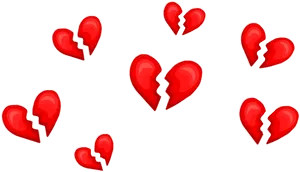 Broken Hearts Patternon Black Background PNG Image