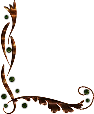 Bronze Floral Scroll Designwith Green Gems PNG Image