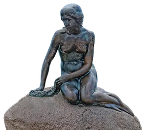Bronze Mermaid Sculpture PNG Image