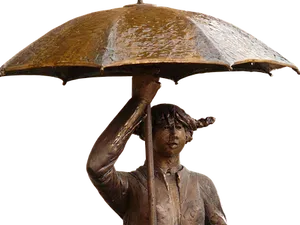 Bronze Umbrella Statue PNG Image