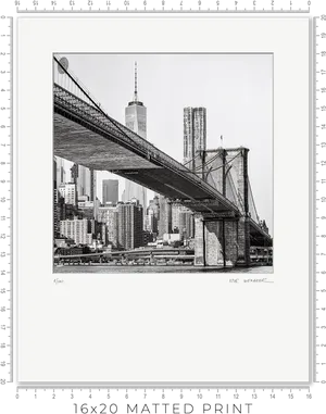 Brooklyn Bridge Blackand White Print PNG Image