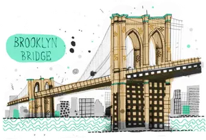 Brooklyn Bridge Illustration PNG Image