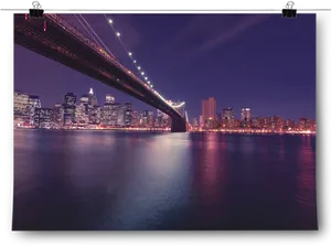 Brooklyn Bridge Night Skyline PNG Image