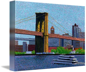 Brooklyn Bridge Pixel Art PNG Image