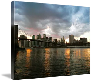 Brooklyn Bridge Sunset Canvas PNG Image