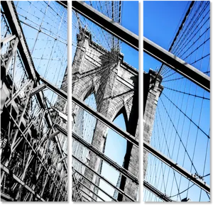 Brooklyn Bridge Triptych Photography PNG Image