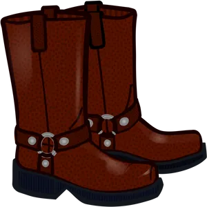 Brown Dotted Buckle Boots PNG Image