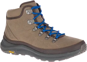 Brown Hiking Bootwith Blue Laces PNG Image