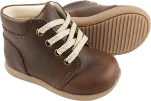 Brown Leather Child Shoe With Laces PNG Image