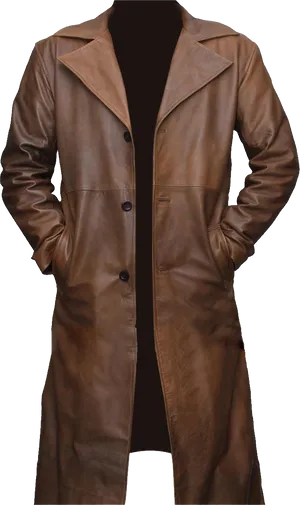 Brown Leather Coat Transparent Background PNG Image