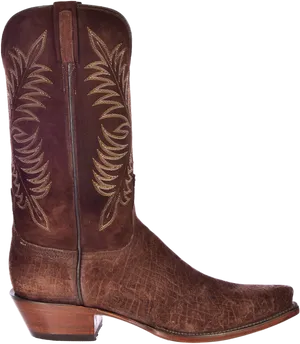 Brown Leather Cowboy Boot PNG Image