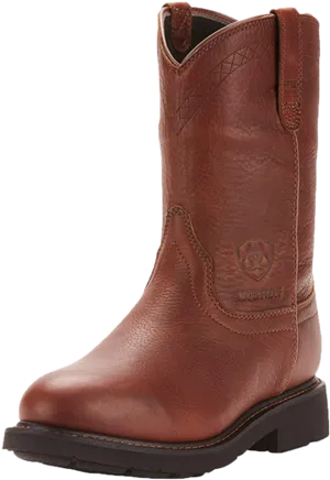 Brown Leather Cowboy Boot PNG Image