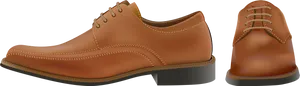 Brown Leather Dress Shoes Sideand Front View PNG Image