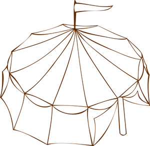 Brown Umbrella Outlineon Blue Background PNG