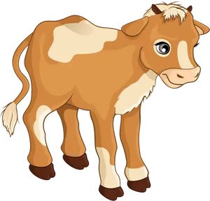 Brownand White Calf Illustration.png PNG Image