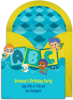 Bubble Guppies Birthday Invitation PNG Image