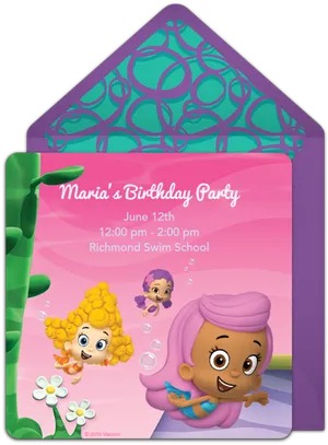 Bubble Guppies Birthday Invitation Template PNG Image