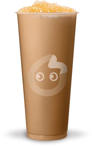 Bubble Tea Cupwith Tapioca Pearls PNG Image