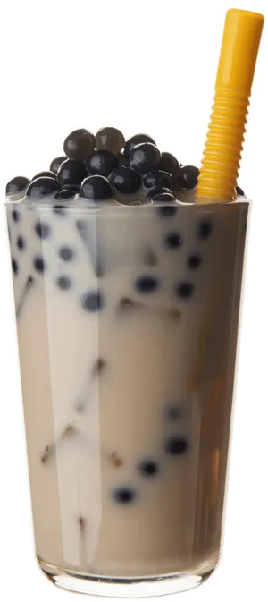 Bubble Teawith Tapioca Pearlsand Straw.jpg PNG Image