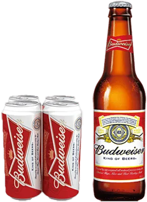 Budweiser Beer Bottleand Cans PNG Image