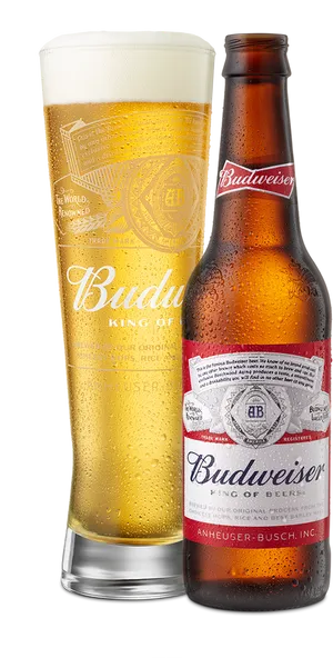 Budweiser Beer Bottleand Glass PNG Image