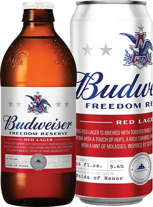 Budweiser Freedom Reserve Red Lager Bottle Can PNG Image