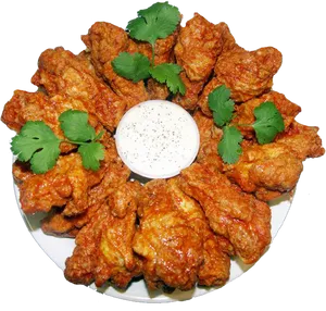 Buffalo Wings Plate Ranch Dip PNG Image