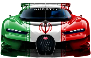 Bugatti Race Car Iranian Flag Design PNG Image