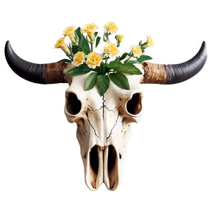 Bull Skull With Flowers Png Qge PNG Image