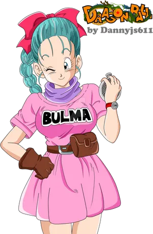 Bulma Classic Pink Dress Dragon Ball PNG Image