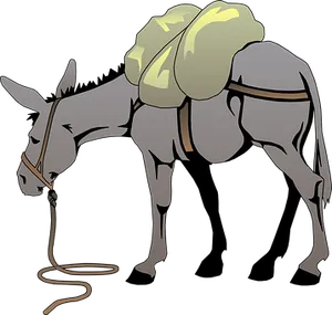 Burdened Donkey Illustration PNG Image