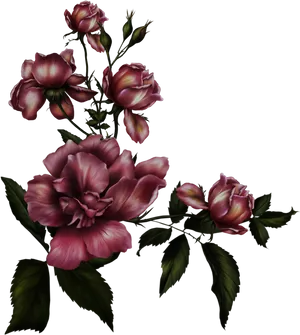 Burgundy Rose Floral Arrangement PNG Image