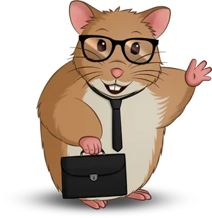 Business Hamster Cartoon Character PNG Image