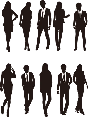 Business People Silhouettes Collection PNG Image