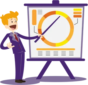 Business Presentation Cartoon Character PNG Image