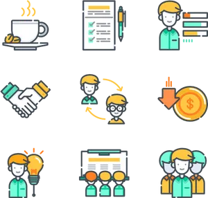 Business Teamwork Icons Set PNG Image