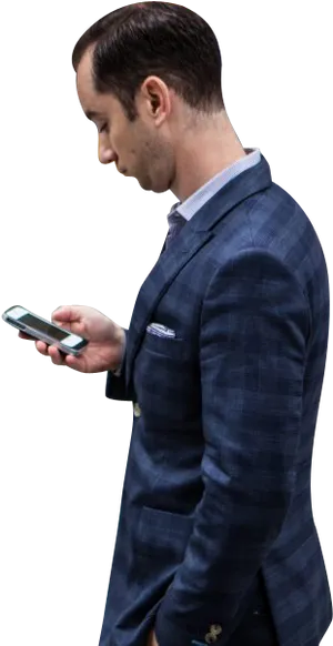 Businessman Checking Phone PNG Image