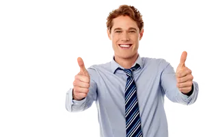 Businessman Giving Double Thumbs Up PNG Image