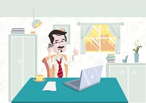 Businessman Home Office Cartoon PNG Image