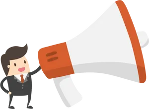 Businessman Megaphone Announcement PNG Image