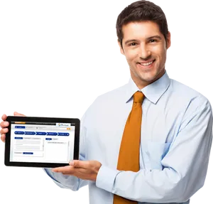 Businessman Presenting Tablet PNG Image