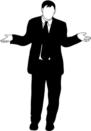 Businessman Silhouette Spread Arms.png PNG Image