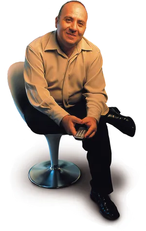 Businessman Sittingon Stool PNG Image