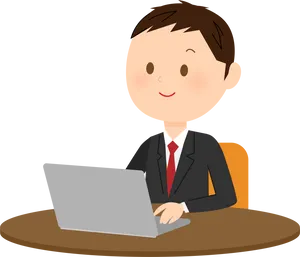 Businessman Workingon Laptop PNG Image