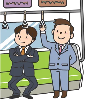 Businessmenin Subway Cartoon PNG Image